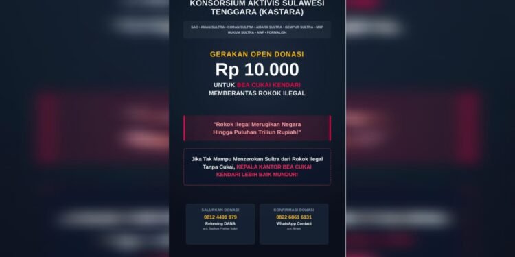 KASTARA Galang Donasi Publik demi Dukung Penindakan Rokok Ilegal di Sultra