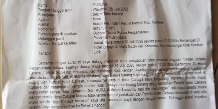 Diduga Ditampar Pemilik Hotel Cahaya Kendari, Tamu Lapor Polisi
